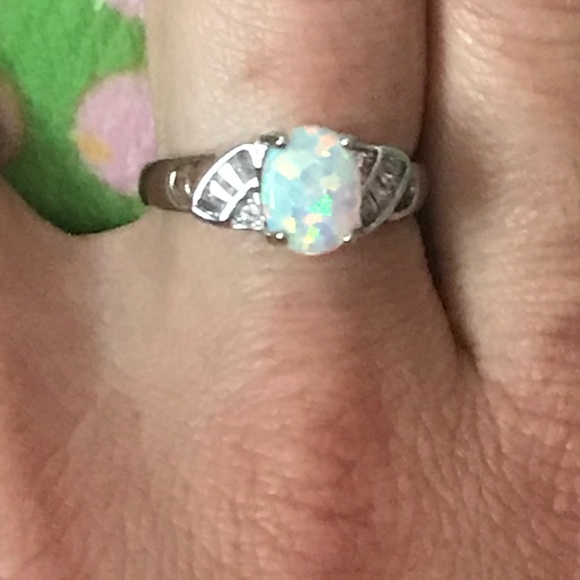 Opal and cz silver ring - Picture 8 of 8